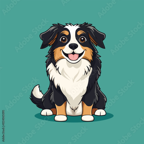 Playful Bulldog Dog Art with Happy Expression Vector Graphic