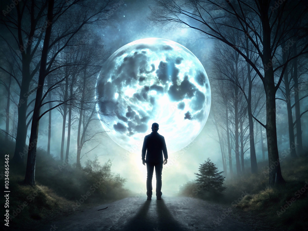 Fototapeta premium shadowy figure in the forest 