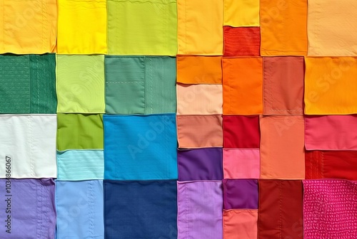 Patchwork Rainbow Colors assembled like patches in a quilt photo