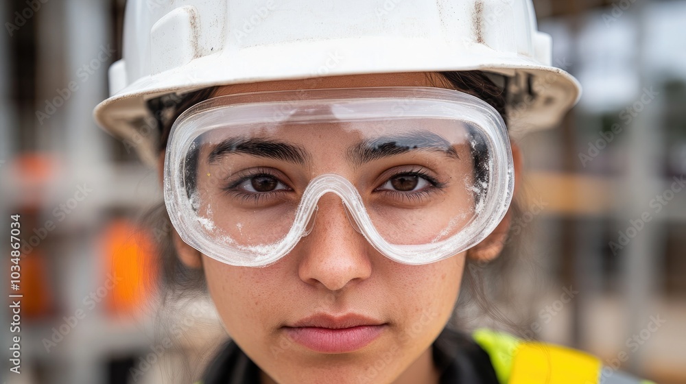Young Woman in Safety Gear at Construction Site Young Woman in Safety Gear at Construction Site