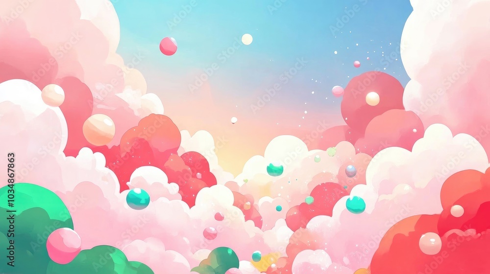 Fototapeta premium Cotton Candy Clouds with Sunlight Peeking Through