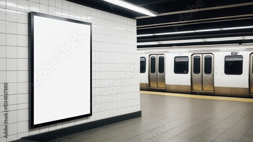 Present your movie posters in a realistic movie poster mockup subway environment, ideal for demonstrating how your design will look in busy urban spaces