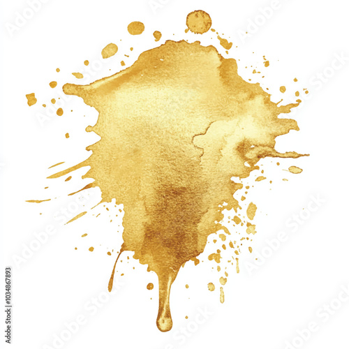 Gold splash watercolor clipart illustration