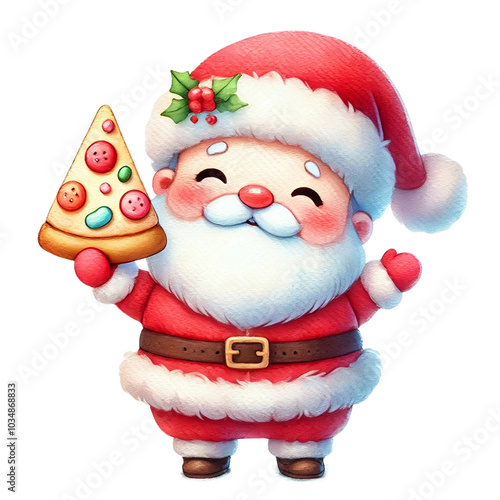 Wallpaper Mural Santa holding pizza slice and Christmas gift
 Torontodigital.ca