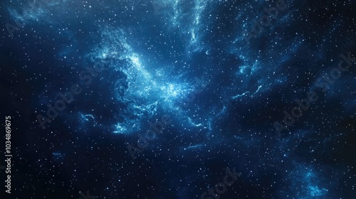 Blue dark night sky with numerous stars in a 3D cartoon rendering Space backdrop