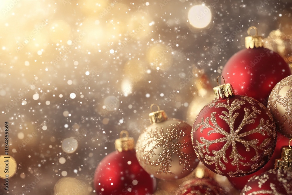 A cheerful Merry Christmas and Happy New Year card background with festive decorations A cheerful Merry Christmas and Happy New Year card background with festive decorations