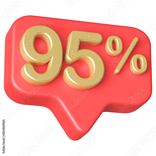 95 Percent Discount Red Number 3D Badge 