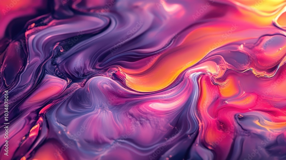 Abstract Swirling Liquid in Vibrant Hues of Purple, Pink, and Yellow Abstract Swirling Liquid in Vibrant Hues of Purple, Pink, and Yellow