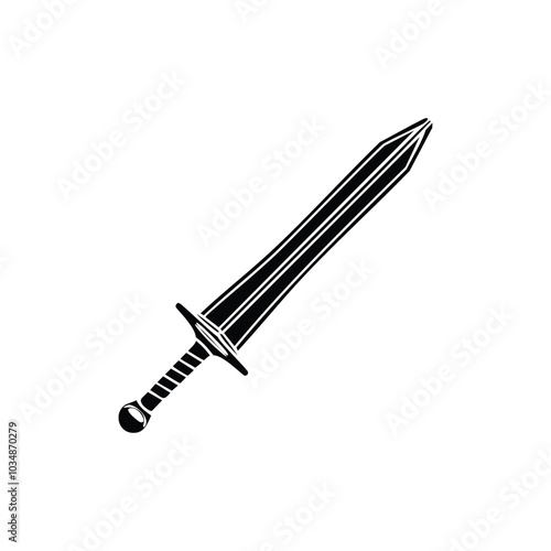 Weaponry Sword Silhouette Icon Vector for Creative Use