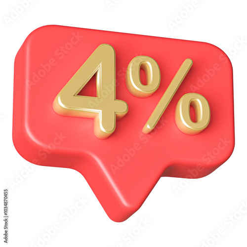 4 Percent Discount Red Number 3D Badge 