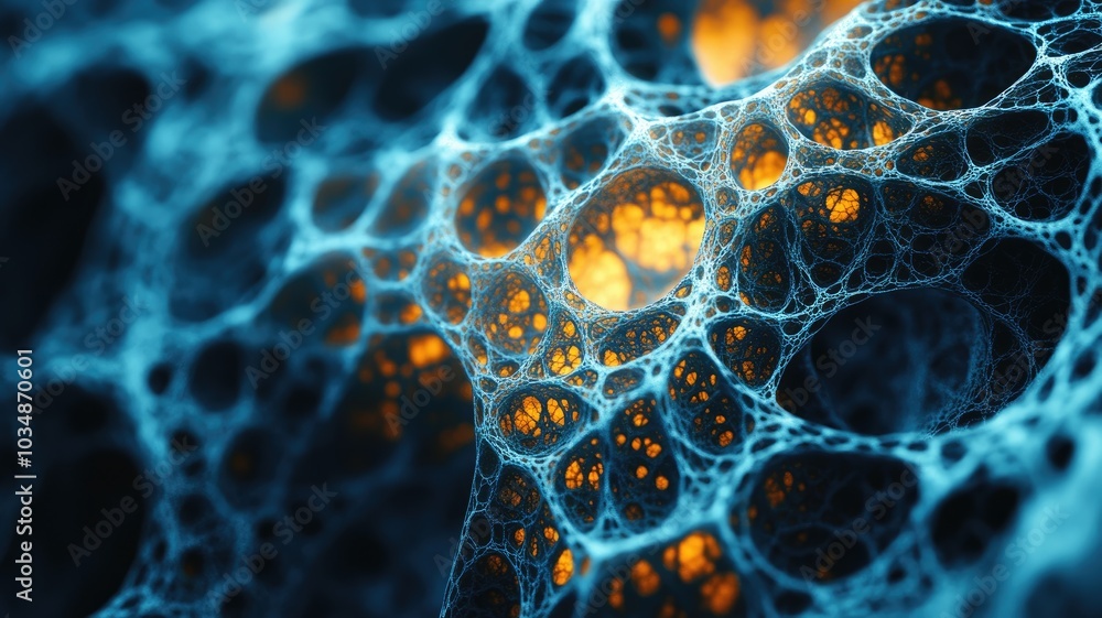 Abstract Blue and Orange Interconnected Web-like Structure Abstract Blue and Orange Interconnected Web-like Structure