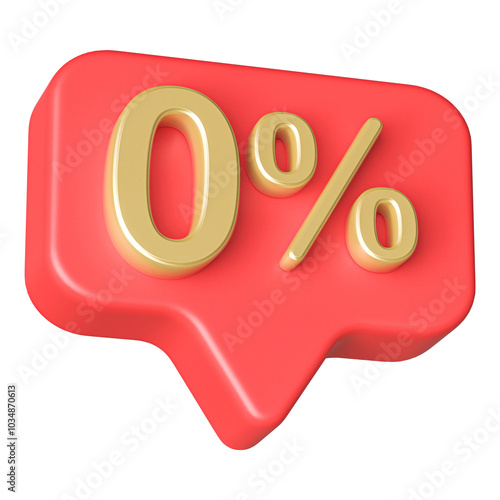 0 Percent Red Number 3D Badge 