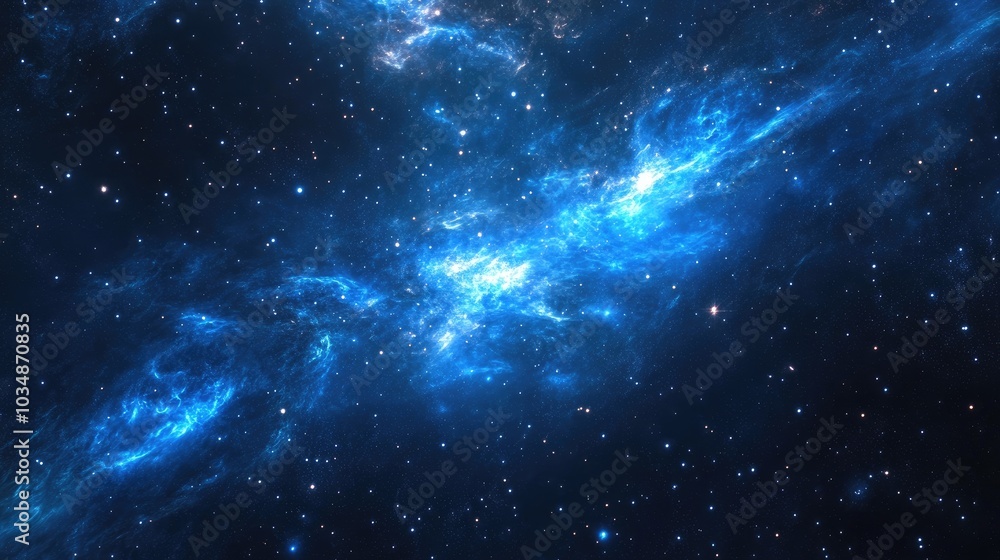 Cartoon rendering of 3D blue cosmos space stars Cartoon rendering of 3D blue cosmos space stars