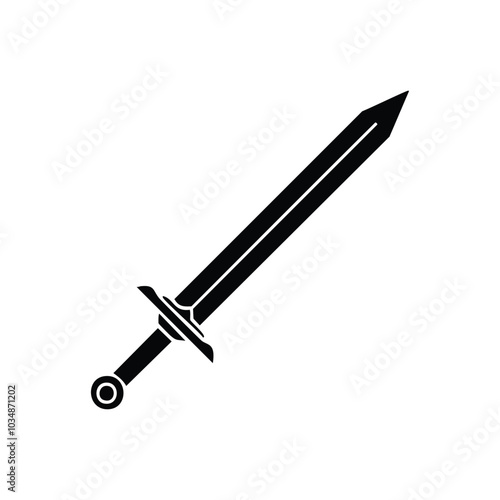 Minimalist Sword Silhouette Vector Icon for Digital Use