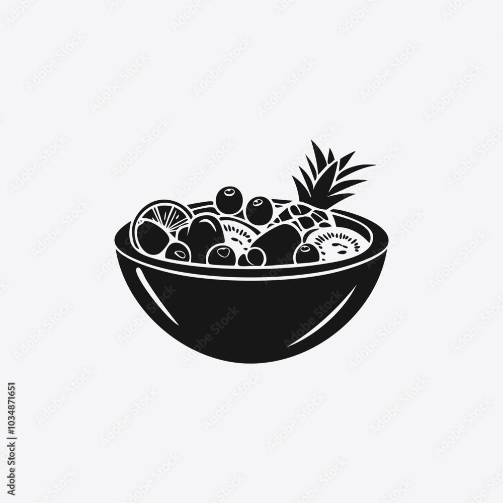 Vector Illustration of Fruit Cup Silhouette with Assorted Fruits Vector Illustration of Fruit Cup Silhouette with Assorted Fruits