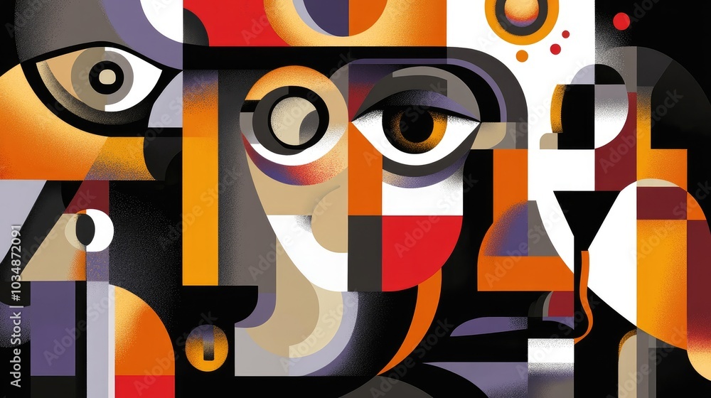 Obraz premium Cubist face illustration abstract art design