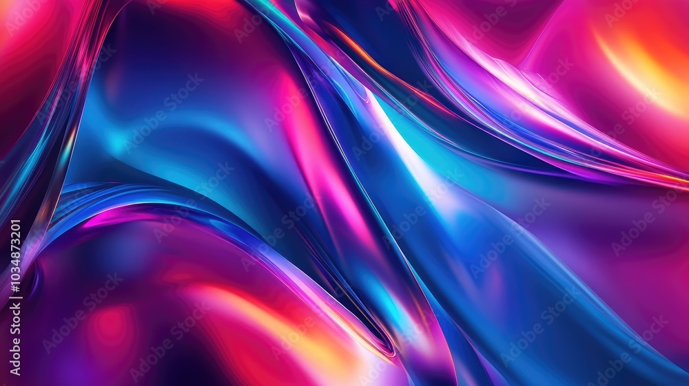 Abstract Swirling Neon Shapes in Blue and Pink Abstract Swirling Neon Shapes in Blue and Pink