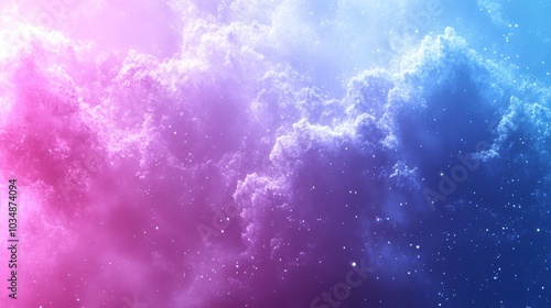 A vibrant blend of purple and blue clouds with shimmering particles, creating a dreamy, ethereal atmosphere.