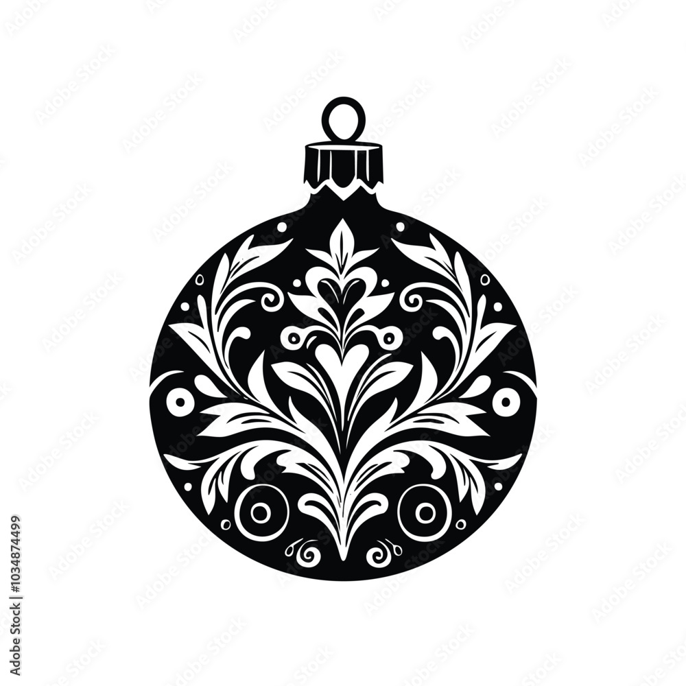 Festive Christmas Tree Bulb Ornament Silhouette Vector Graphic Festive Christmas Tree Bulb Ornament Silhouette Vector Graphic