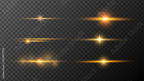 Golden star. Vector luxury sparkling. 
Shining light effects isolated on dark background, glare, lines, golden light particles. Set of vector stars.Abstract golden lights isolated on a transparent.