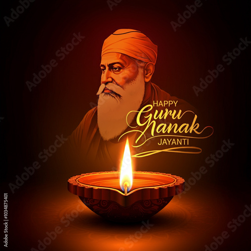 Portrait of Guru Nanak with...