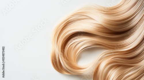 A stunning cascade of silky, golden blonde hair flowing gracefully across a clean, white surface.