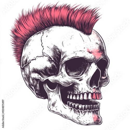 Punk Skull Illustration: A Rebellious and Graphic Design photo