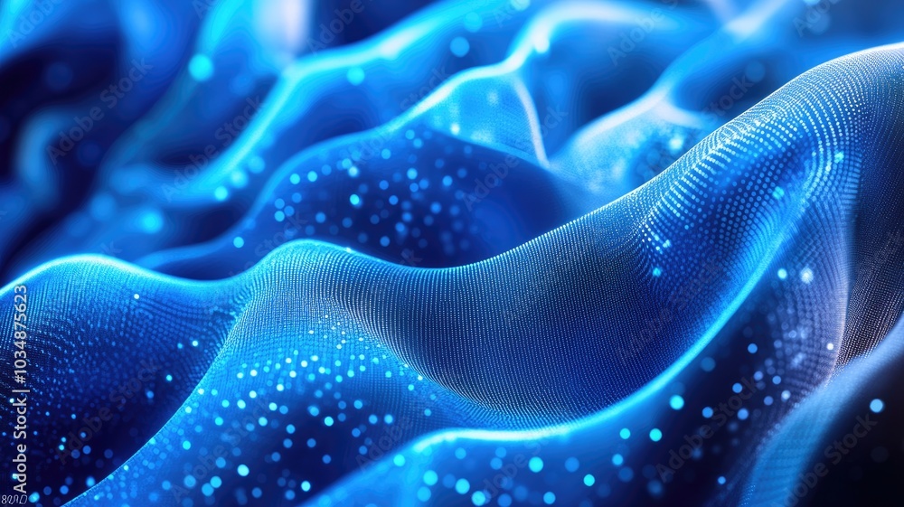 Abstract Blue Wavy Pattern with Glowing Dots Abstract Blue Wavy Pattern with Glowing Dots