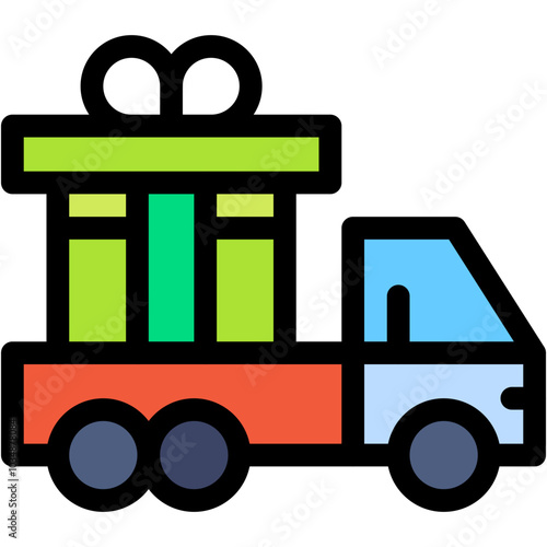 Gift, cargo, truck, delivery truck