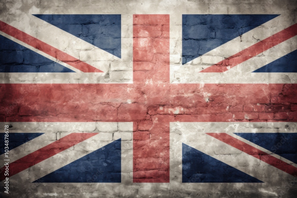 Fototapeta premium photograph of Union Jack flag on grey concrete