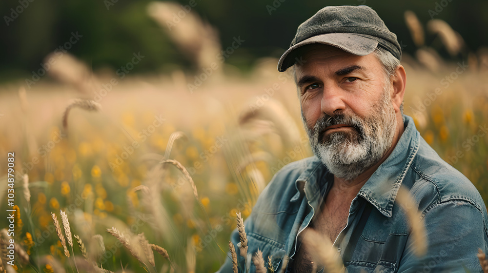 Portrait of a farmer against the backdrop of his fields Portrait of a farmer against the backdrop of his fields