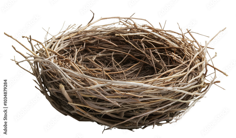 Beautifully Crafted Birds Nest Isolated on Transparent Background with Intricate Twigs and Natural Materials Beautifully Crafted Birds Nest Isolated on Transparent Background with Intricate Twigs and Natural Materials