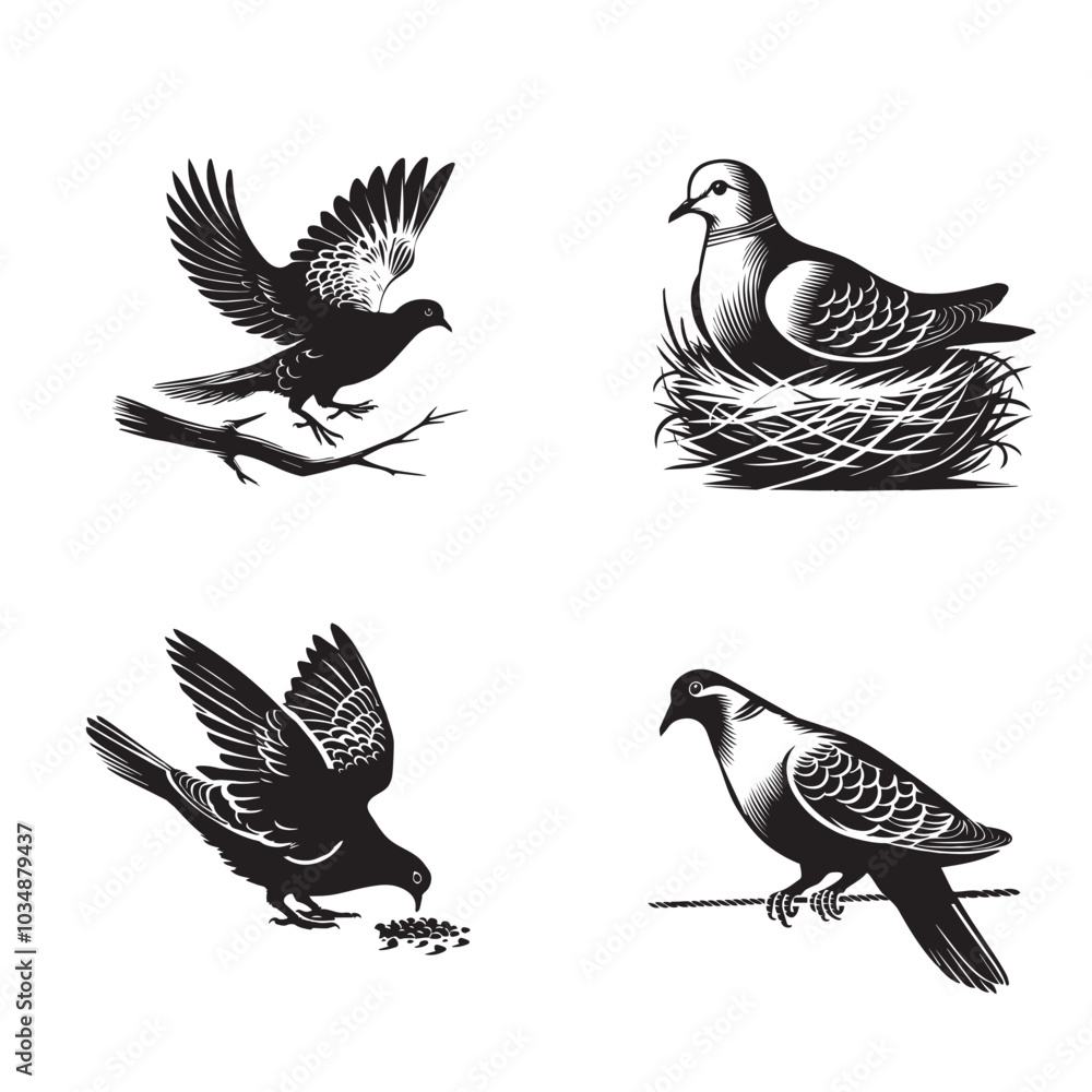 Collection of Eurasian Collared Dove Vector illustration - Eurasian Collared Dove Bird Clipart Design Collection of Eurasian Collared Dove Vector illustration - Eurasian Collared Dove Bird Clipart Design