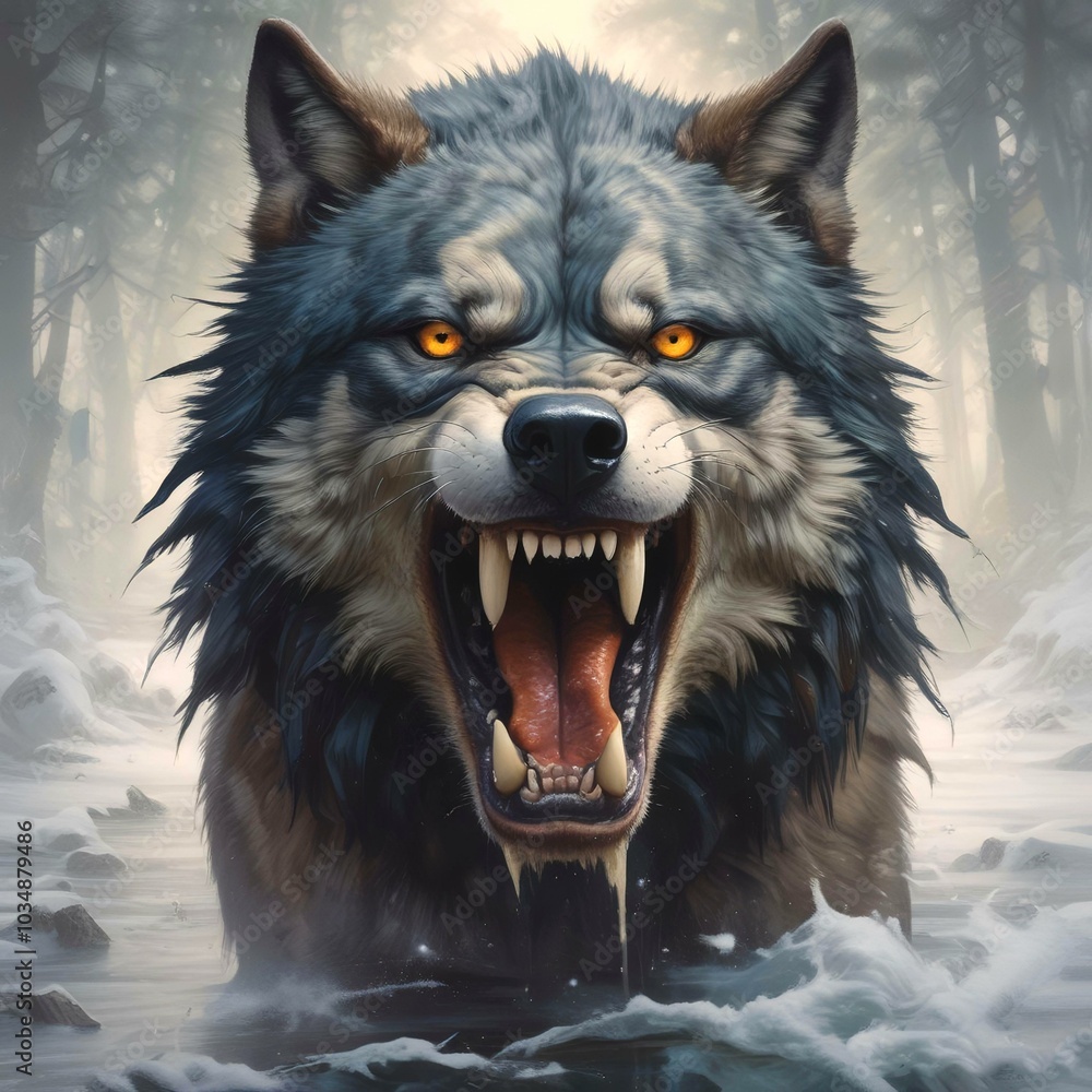 Illustration of wild beast with open jaw. Illustration of wild beast with open jaw.