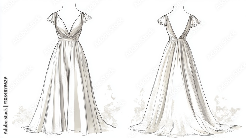 Ultra detailed, photorealistic fashion design sketch of a chic sheath dress with cap sleeves Ultra detailed, photorealistic fashion design sketch of a chic sheath dress with cap sleeves