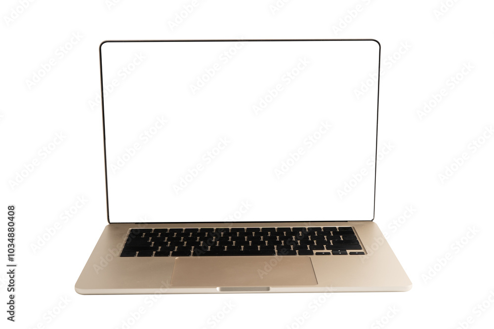 Laptop computer on blank white screen isolated on white background with clipping path.