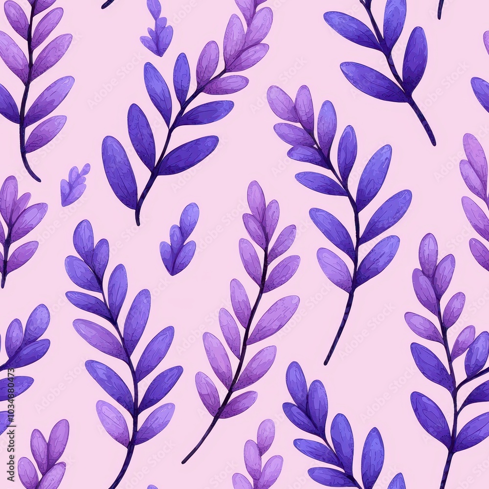 Vibrant purple leaves pattern on a soft pink background, ideal for design projects. Vibrant purple leaves pattern on a soft pink background, ideal for design projects.