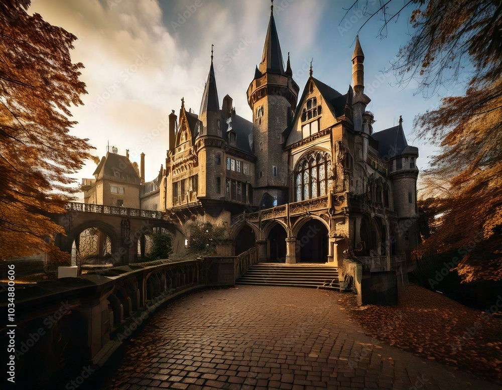 Fototapeta premium 어두운 고성의 역사