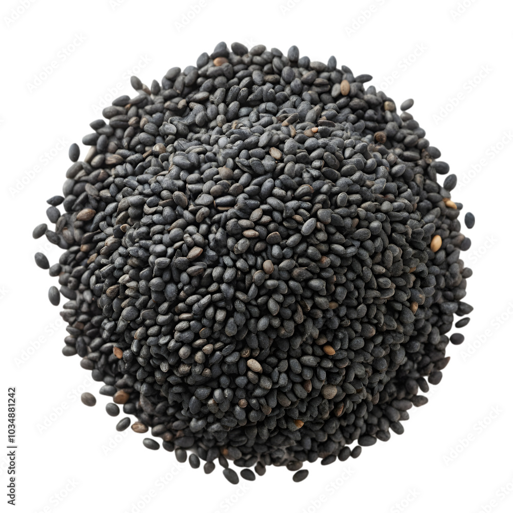 black sesame top view isolated on transparent background black sesame top view isolated on transparent background