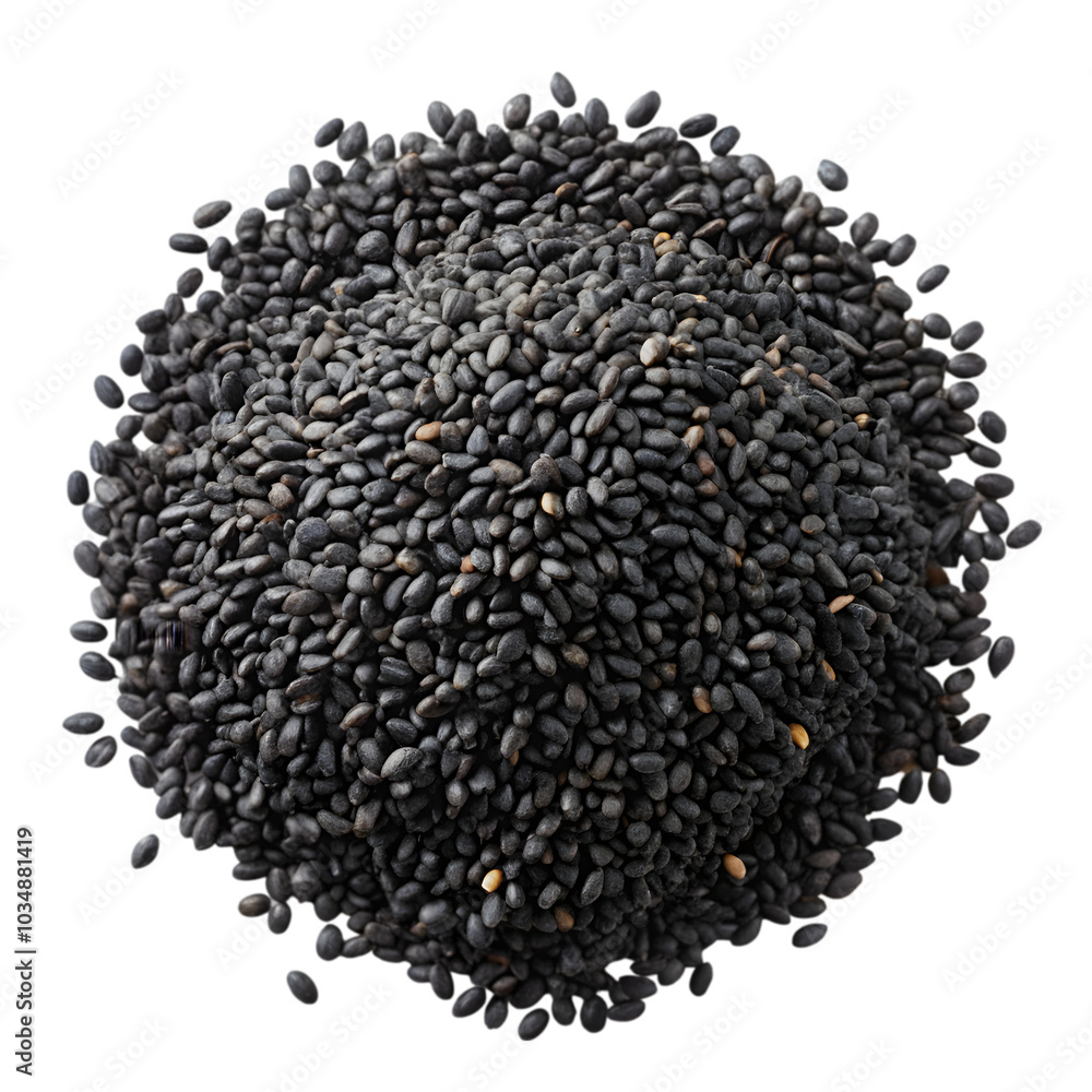 black sesame top view isolated on transparent background black sesame top view isolated on transparent background