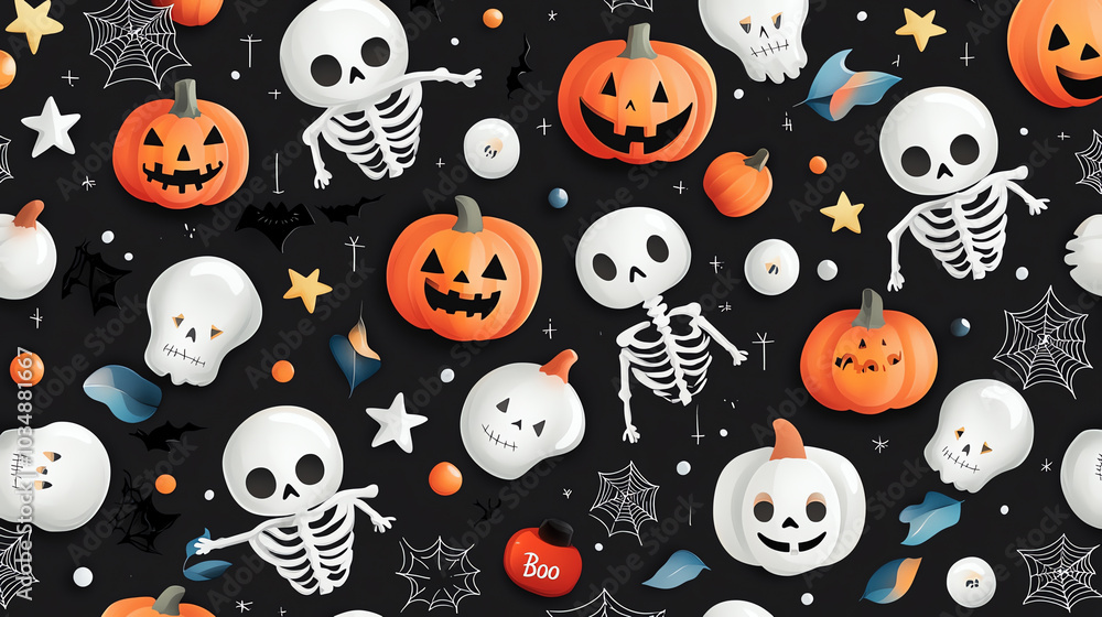 Playful skeletons and floating ghosts embrace halloween fun with boo-tiful decorations Playful skeletons and floating ghosts embrace halloween fun with boo-tiful decorations