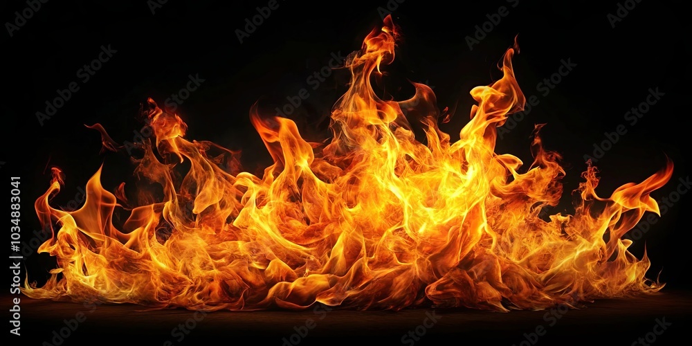 A wall of flickering flames, dancing with a fiery passion, engulfing the darkness with their vibrant glow. A wall of flickering flames, dancing with a fiery passion, engulfing the darkness with their vibrant glow.