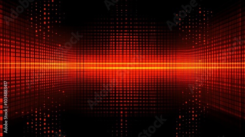 Abstract digital background with red grid patterns and glowing lines  ideal for tech or music themes.