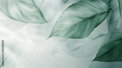 Wallpaper Mural Tranquil Organic Leaf Design on Soft Light Background for Wellness and Beauty Presentations Torontodigital.ca