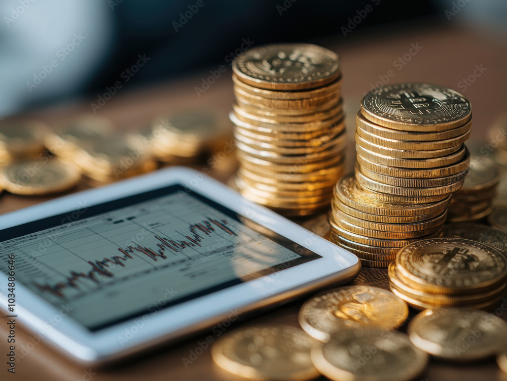 Coin Stack Financial profitability and cost optimization. AI generative. Coin Stack Financial profitability and cost optimization. AI generative.