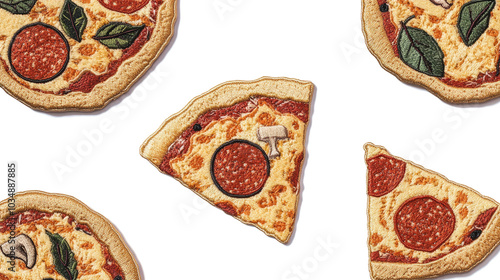 Pizza Slice Patch Badges on Transparent Background Generative AI photo