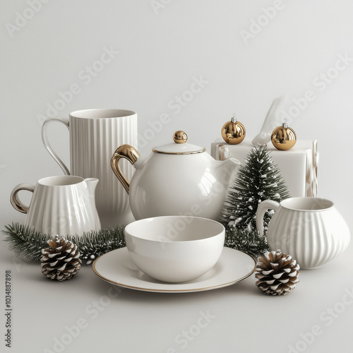 Wallpaper Mural white ceramic Utensil on isolated background Torontodigital.ca