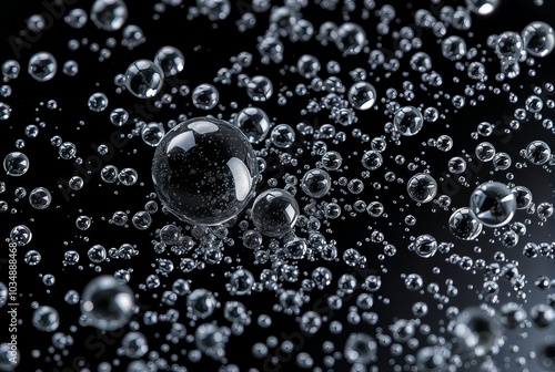 Mercury droplets Liquid metal droplets of elemental mercury at r