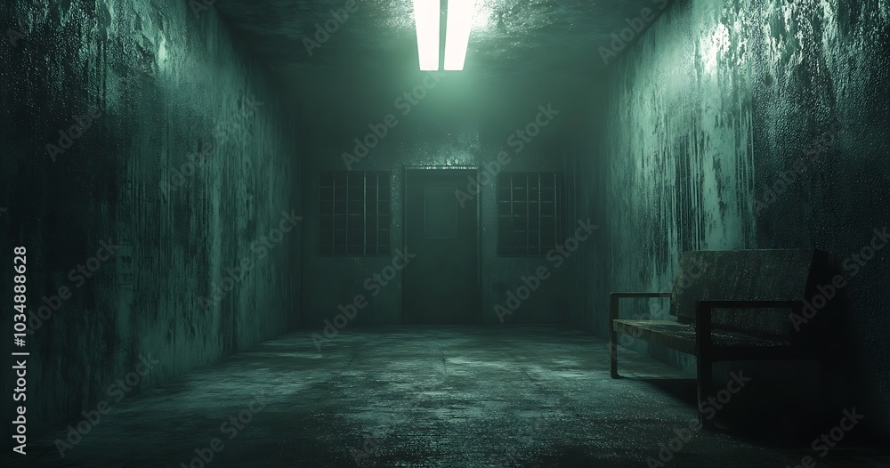 Obraz premium Flooded Concrete Corridor with Eerie Light