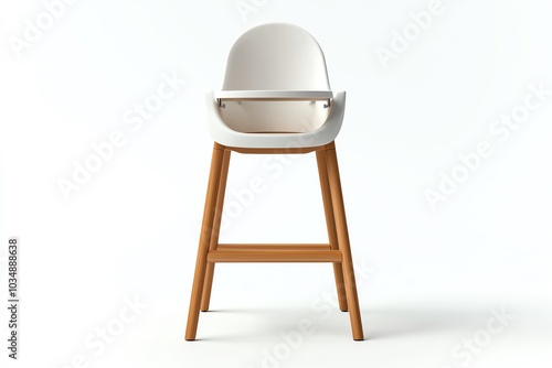 Modern high chair with a sleek design, suitable for contemporary dining spaces, white isolated background.